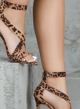 2019 Summer Wild Leopard pattern comfortable catwalk high-he