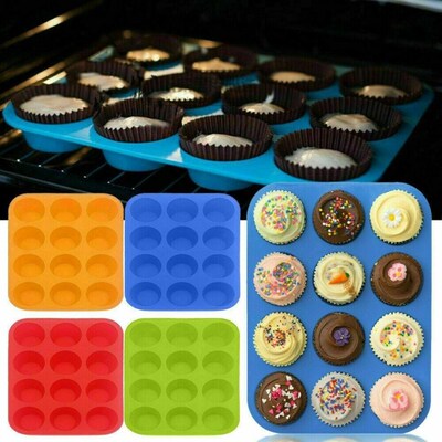 12 Grid Non-stick Silicone Large Muffin Yorkshire Pudding Mo