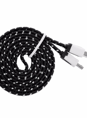 Hot Long Nylon Flat Braided Micro USB Charging Data Cable Fo