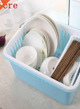 With lid dish rack drain rack tableware storage box kitchen