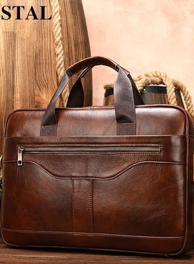 WESTAL Men's Briefcase Men's Bag Genuine Leather Lap