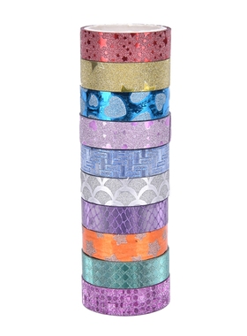 10PCS Kawaii Scrapbooking Tools DIY Stripes Gold Glitter Sta