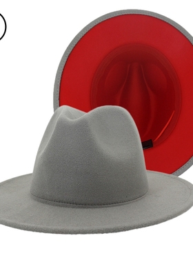 2020 60CM Hat Black Green Patchwork Fedora Hats  Wo Wide Bri