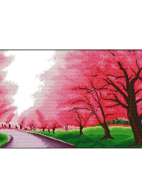 Romantic Sakura Cross Stitch Kit Count 14CT Landscape