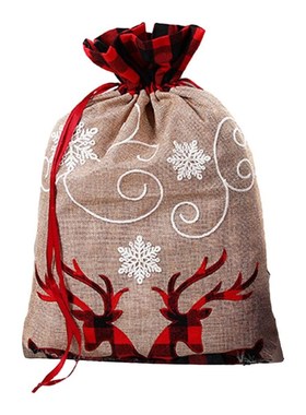 39x56cm Christmas Double Deer Gift Bag With Drawstring