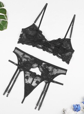 Sexy Lingerie Women Thin Transparent Lace Push up Bra Set Em