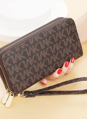 Double Zipper Women Long Wallets Clutches Purse Big Letter F