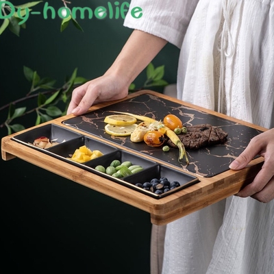 Ceramic Marble Pattern Western Food Plate Divided Seasoning