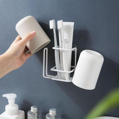 Wrought iron toothbrush rack bathroom mouthwash cup storage