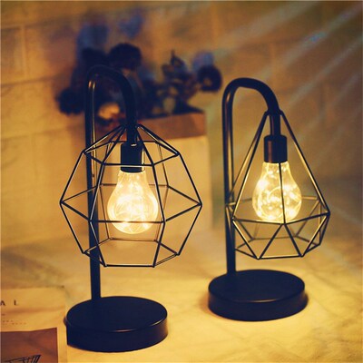 Iron Table Lamp Battery Powered Bedside LED Night Light Livi