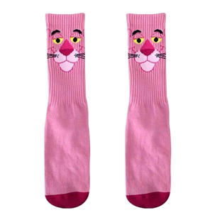 Women Pink Leopard Head Crew Socks Naughty Cotton Ins Fashio