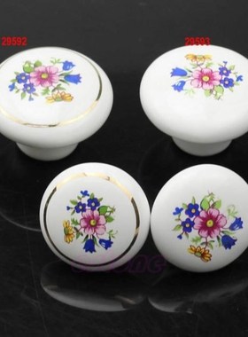 1pc Blue Flower Ceramic + Zinc Alloy Cabinet Cupboard Wardro