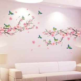 Can remove Chinese wind lotus wall sticker sofa background