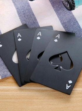 Black/Silver Poker Card  Spades Beer Bottle Opener Personali