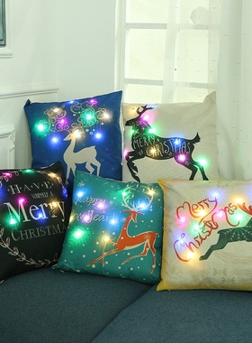 Christmas pillow LED light pillowcase linen hug pillowcase