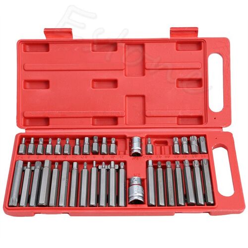 Hot 40Pcs 1/2" 3/8" Hex Star Torx Spline Socket Bi