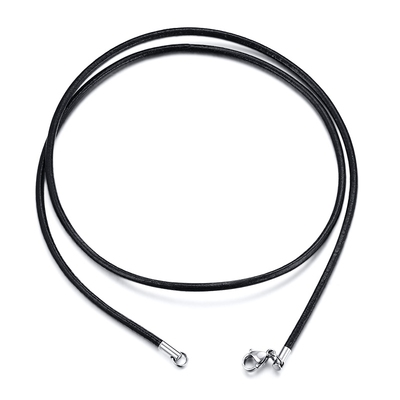 Rope Black Genuine Leather Chains Link Cord Necklace 20inch
