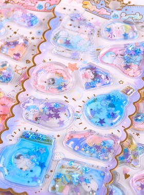 1pcs Kawaii Stationery Stickers Crystal oil filling Diary P