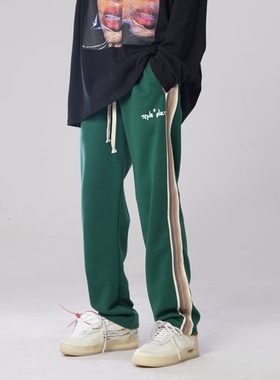 2021 Men&amp;#39;s Striped Webbing Casual Pants Hip Hop