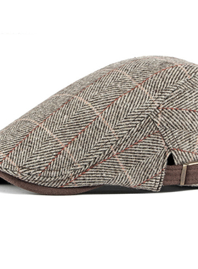 Women Men Hats Plaid Beret Caps Black Herringbone Newsboy Go