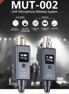 1 Pair Dynamic Microphone Wireless System Wireless Transmitt