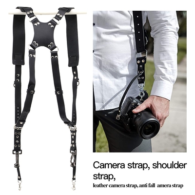 Portable Camera Strap Leather DSLR Strap Double Shoulder St