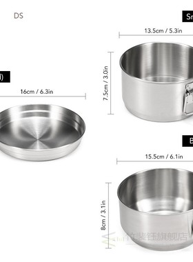Camping Cookware Kit Stainless Steel Food Bowl Pan Cook Set