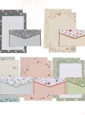 5 Sets/45pcs Flower Printing Envelope and Letter Paper Lovel
