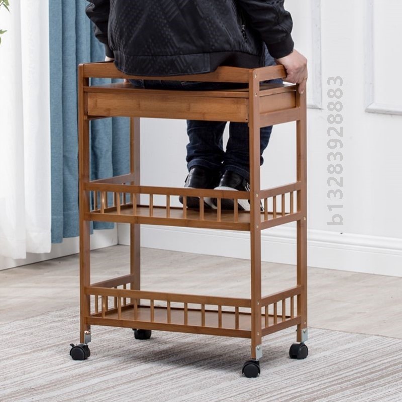 美容美发推车楠竹纹绣画廊美容院小推车带抽屉实木餐厅厨房工具车