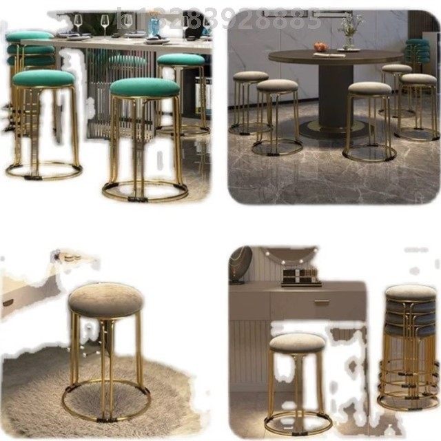 加粗实心钢筋凳子家用试衣间美甲店凳子餐厅凳子麻将馆软包凳