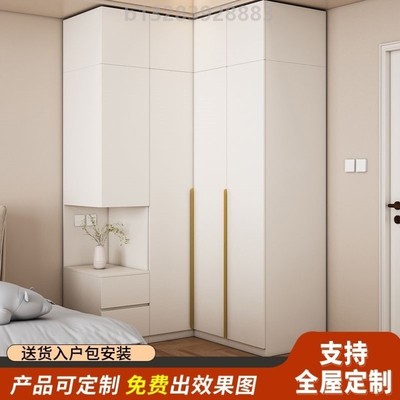 转角衣柜家用卧室小户型收纳柜简约新款梳妆台实木转角衣柜小组合