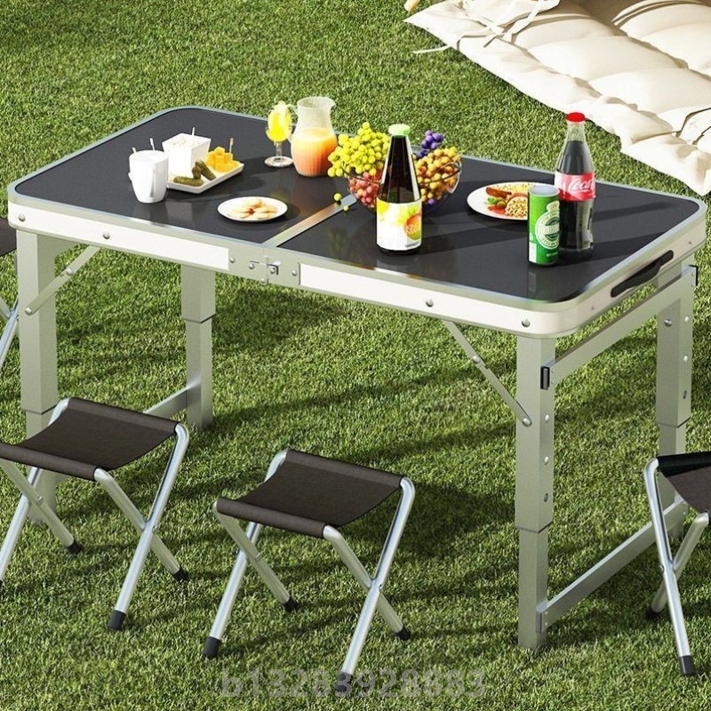 开工折叠桌子简易家用铝合金户外夜市摆摊地推桌便携式折叠餐桌椅