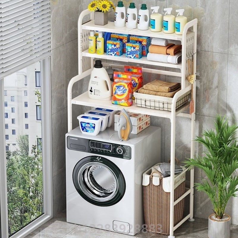 洗衣机置物架厕所卫生间马桶上方储物架洗衣机落地伸缩置物架可调
