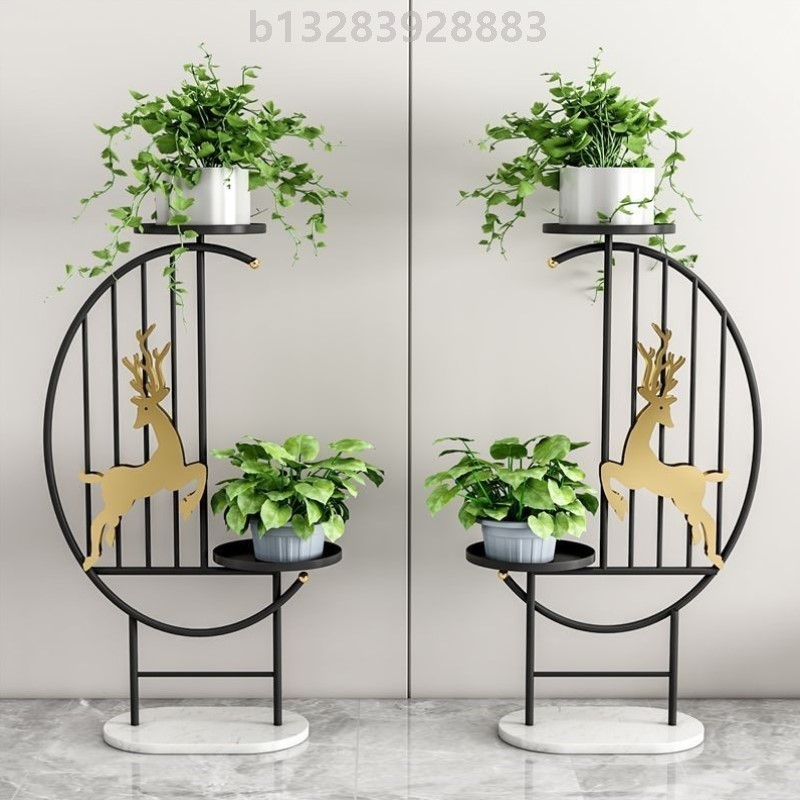 玄关花架子客厅落地式室内电视柜旁轻奢植物摆件阳台高档置物架