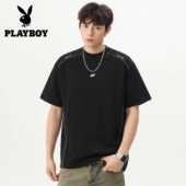 百搭半袖 男新款 T恤通勤休闲t恤 夏季 花花公子拼接解构设计圆领短袖