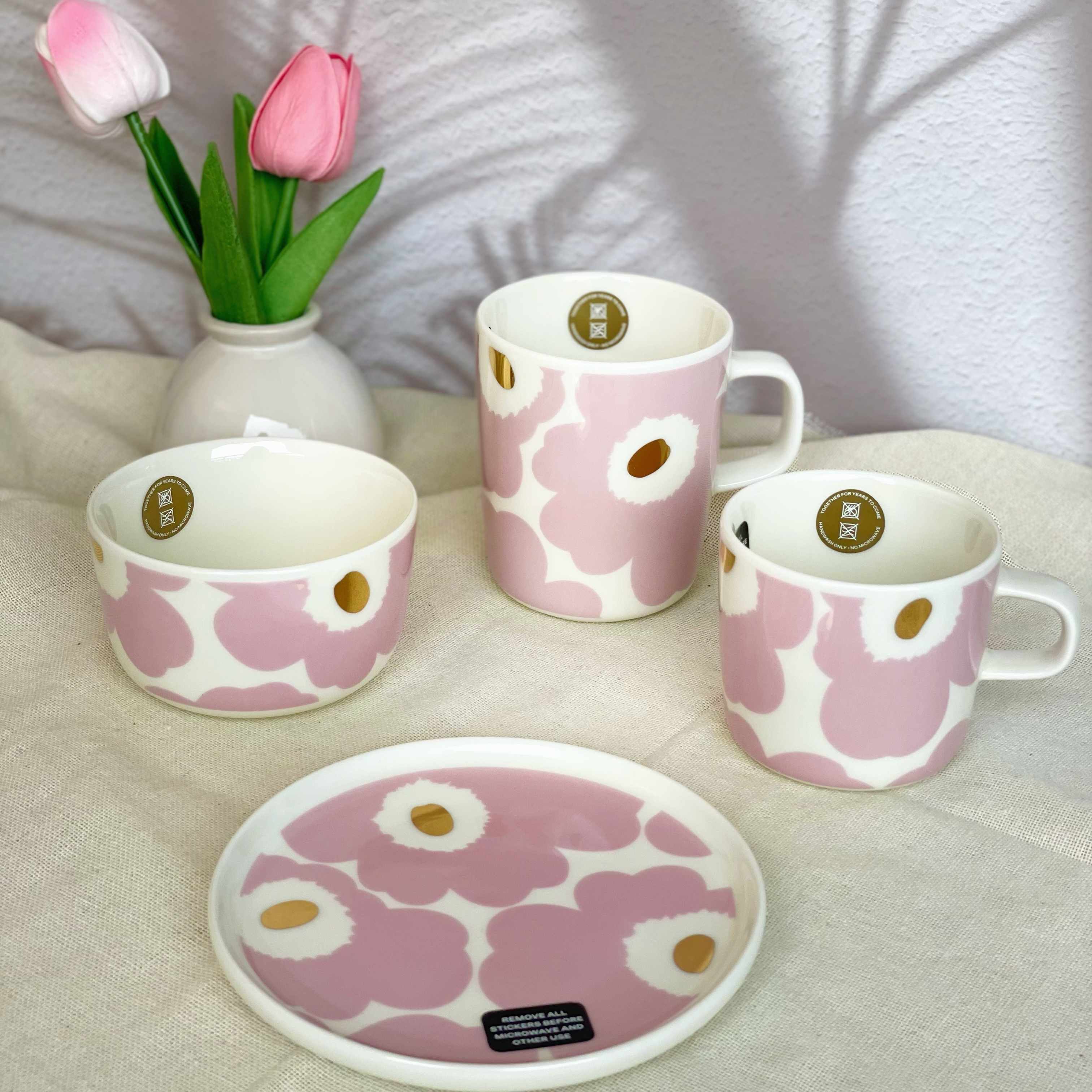 粉金马克杯咖啡杯碟碗芬兰