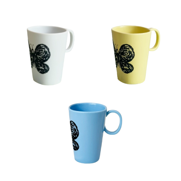 日本皆川明ku蝴蝶玫瑰陶瓷马克杯 铃鼓蝴蝶托盘