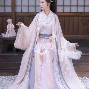 靓衣坊原创琉璃纱汉服女交领齐腰宋制广袖长褙子双层渐变刺绣学生