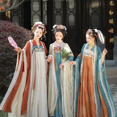 【】原创汉服女齐胸襦裙大袖衫唐制复原款春夏款正品