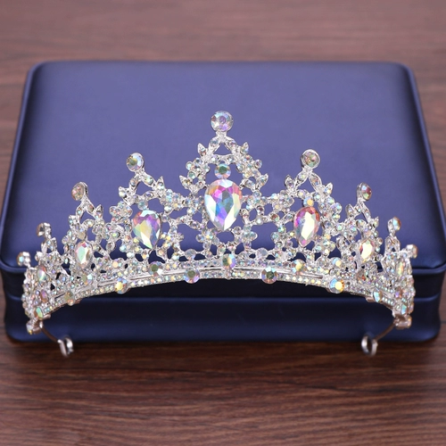 Свадебные волосы Тиара Кристаллическая свадебная свадьба Тиара Корона Серебряное Цвет d