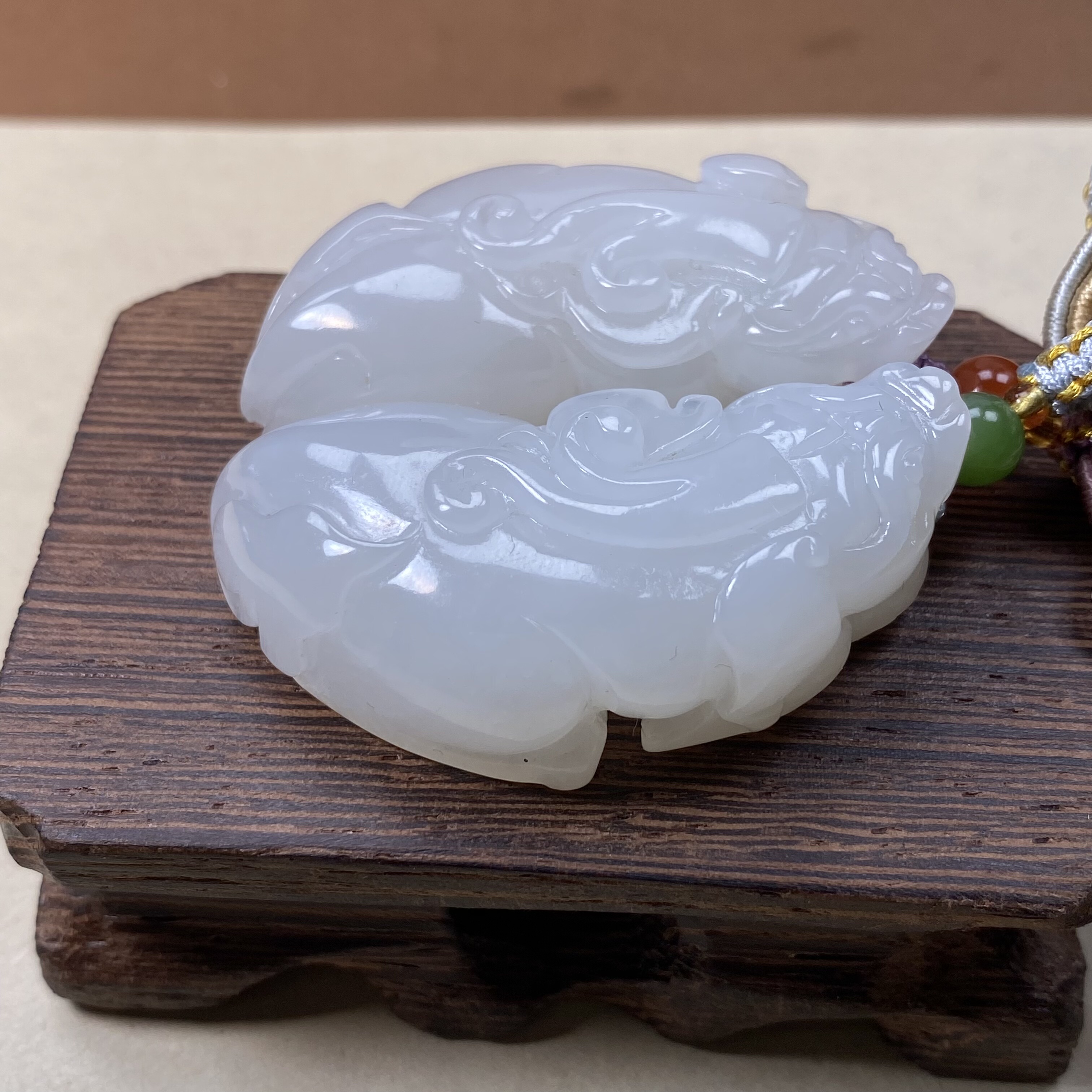 檀言天然和田玉俄料羊脂白玉貔貅一对镯子心料白度高226#有证书