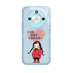 好运在路上华为荣耀x50手机壳x50i新款x40女30全包20se防摔10女款v40玻璃壳硬Play8T带挂绳9x硬壳pro可爱适用