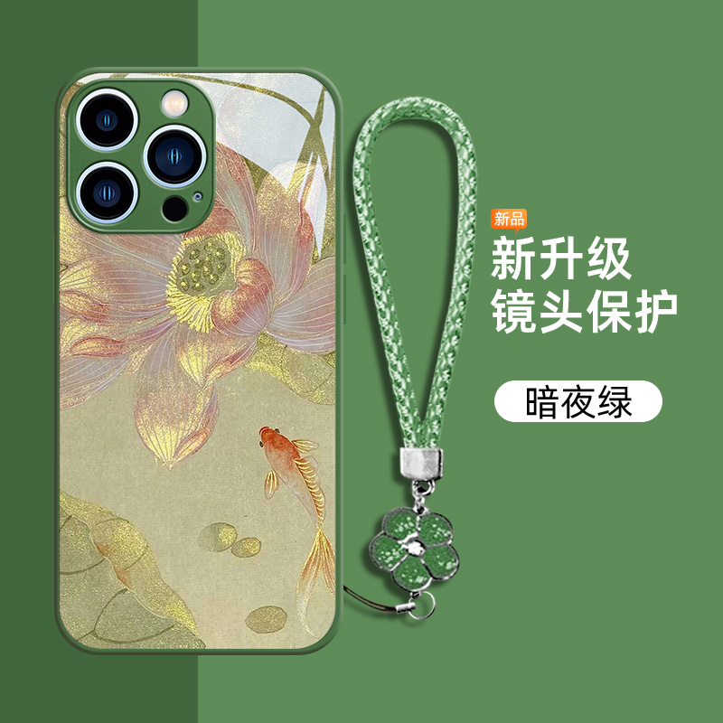 玉莲锦鲤oppoa系列玻璃壳创意女