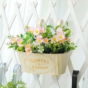 新款铁艺花盆可拆卸挂钩阳台多肉悬挂吊桶 复古铁皮花器吊篮花桶