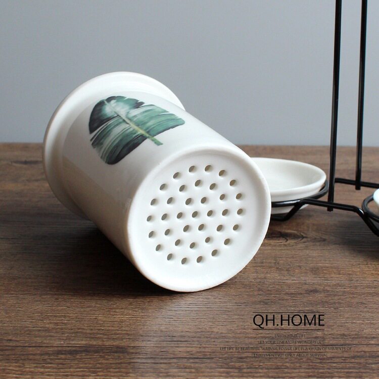 北欧植物陶瓷筷子架家用