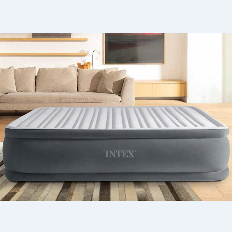 INTEX67770内置电泵设计充气床豪华灰白双层双人加大充气垫户外