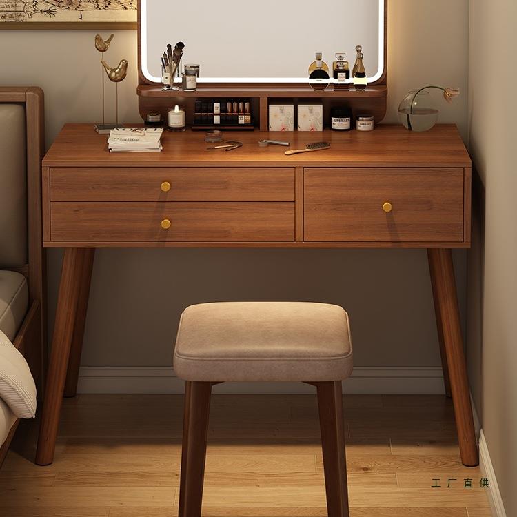 新中式梳妆台卧室现代简约2025新款轻奢感小型书桌化妆台一体