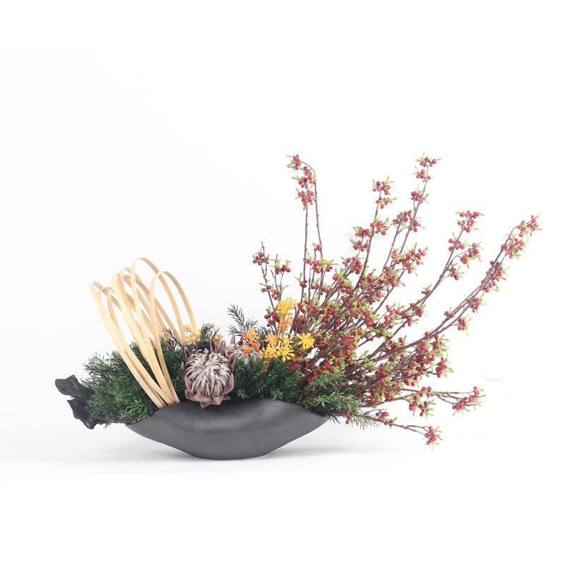 轻奢仿真花艺假花装饰摆件欧式现代客厅样板房玄关餐桌售楼处饰品