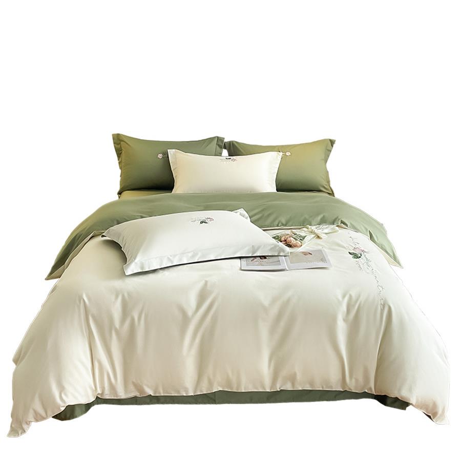 A类60支长绒棉四件套纯棉贡缎一朵玫瑰刺绣床上用品直销