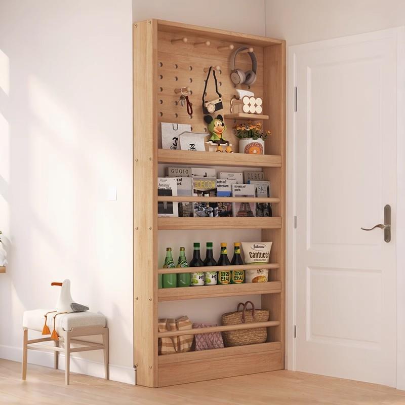 超薄门后置物架夹缝收纳柜10cm实木书架洞洞板壁挂靠墙儿童衣柜